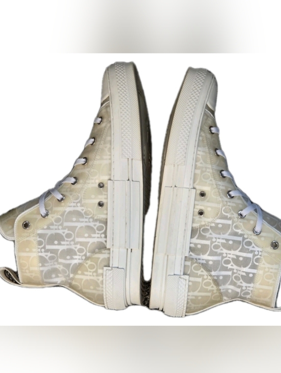 DIOR B23 League High-Top Sneaker White and Cream Dior Canvas EU 42 US Men's Sz 9 - Picture 8 of 15
